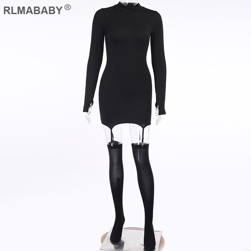 Sexy Women Mini Dress With Socks Skinny Round Neck Long Sleeve Bodycon Casual Street Ladies Autumn Clubwear Dresses
