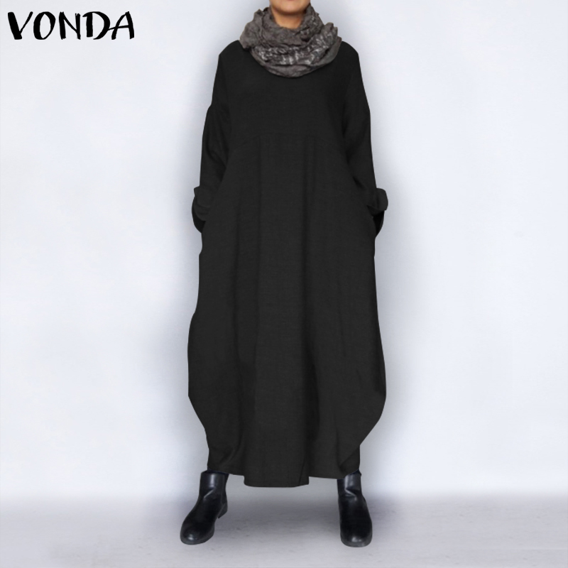 Casual WomenWinter Sweatshirts Dress 2021 VONDA Vintage Long Sleeve Party Maxi Long Dress Casual Robe Femme Plus Size Vestidos, Solid-black
Casual WomenWinter Sweatshirts Dress 2021 VONDA Vintage Long Sleeve Party Maxi Long Dress Casual Robe Femme Plus Size Vestidos, Solid-black