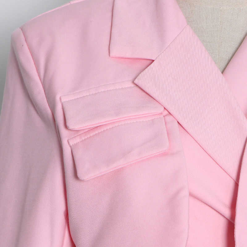 TWOTYLE Cross Short Black Blazer For Women Notched Long Sleeve Hollow Out Casual Blazers Female Fashion Clothing 210930