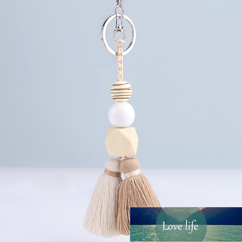 Multicolor Handmade Wood Beads Tassel Keychain Bohemian Key Ring Boho Handbag Accessories Key Holder Jewelry Gifts  Factory price expert design Qualit