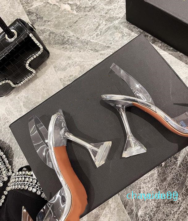 spring and summer butterfly PVC high-heeled shoes imported material Genuine leather soles 7-9cm size 34-40 woman 2021