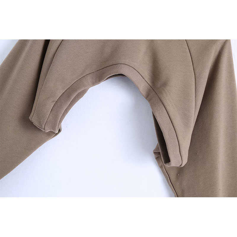 Sweatshirt Women Arm Warmer Asymmetric Cropped Vintage High Neck Long Sleeve Female Pullover Chic Top 210628