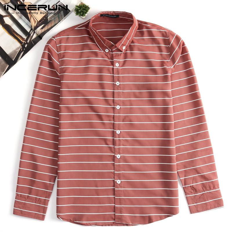 Fashion Men Striped Shirt Lapel Long Sleeve Camisa Masculina Streetwear Casual Dress Shirts Clothes 2021 Men's