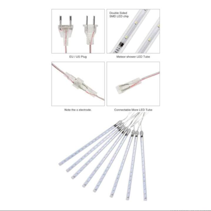 LED Meteor Shower Rain Lights 80cm x8 Waterproof Outdoor 576pcs LED for Christmas Tree Holiday Party Wedding Party Decoration New Year Garden Patio