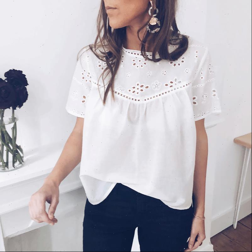 fashion pure white hollow out womens shirts summer casual short sleeve o neck elegant sweet breathable soft
fashion pure white hollow out womens shirts summer casual short sleeve o neck elegant sweet breathable soft