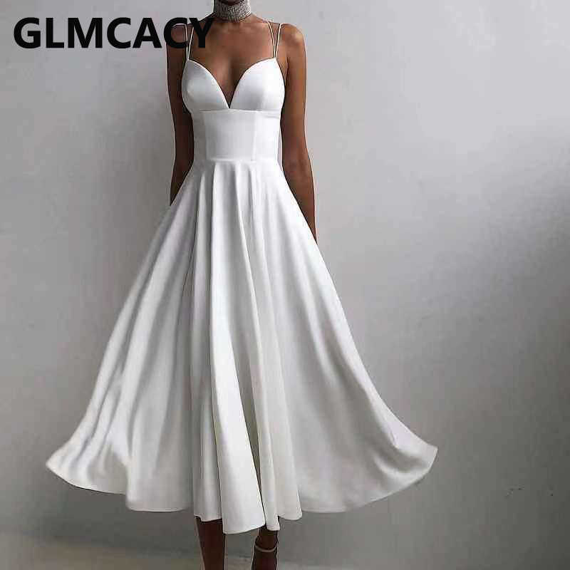 Spaghetti Strap Solid Elegant Formal Evening Party Dress Solid Maxi Vestidos 210702