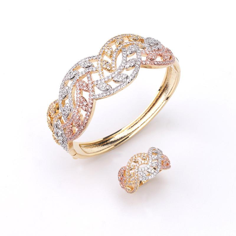 Bangle Personality Creative Rattan Leaf Bracelet Hollow Small Luxury Full Rhinestone Fashion Ring Set Women's Ethnic Style
Bangle Personality Creative Rattan Leaf Bracelet Hollow Small Luxury Full Rhinestone Fashion Ring Set Women's Ethnic Style