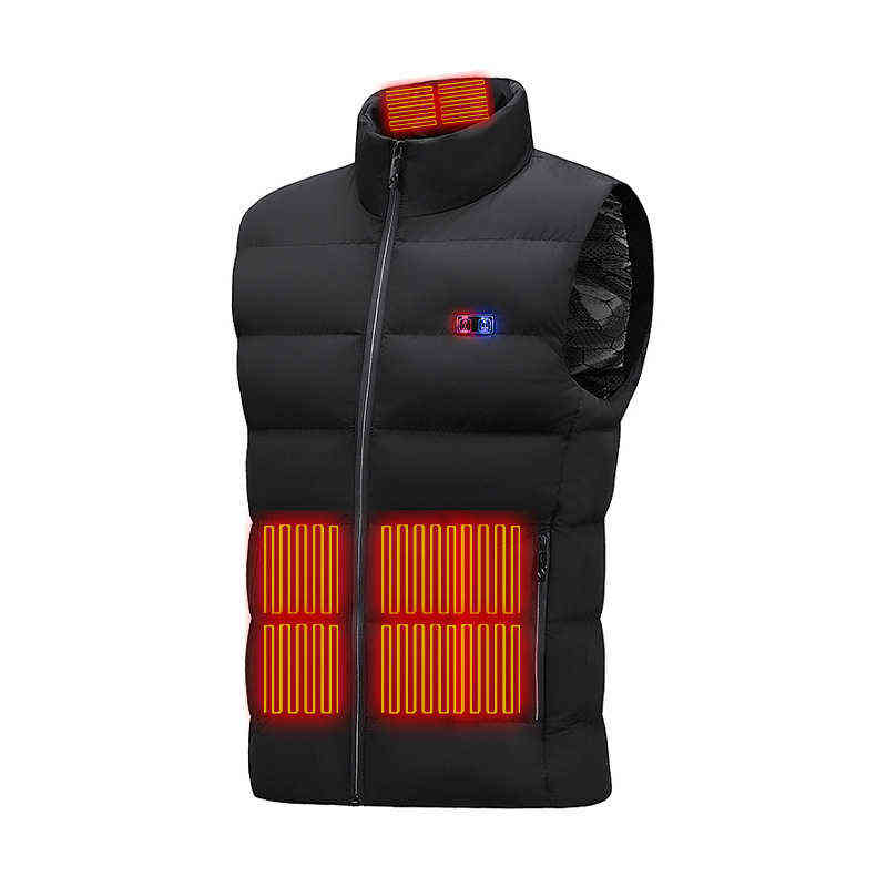 Winter Outdoor Men Electric Heated Jacket USB Heating Vest Winter Thermal Clothes Thermostatic Double Switch Warm Hunting Jacket 211111