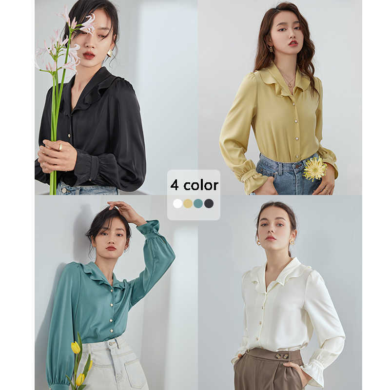 FANSILANEN Office ruffle chiffon blouse shirt Women spring white button up casual Female flare sleeve black elegant tops 210607, Blue
FANSILANEN Office ruffle chiffon blouse shirt Women spring white button up casual Female flare sleeve black elegant tops 210607, Blue