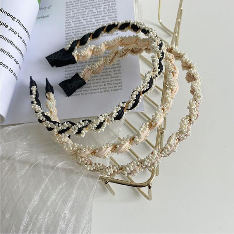 Fashion Women Headband Fresh Pearls Beaded Cross-wound Hairband Light Fresh Hairband For Girls Hair Accessories