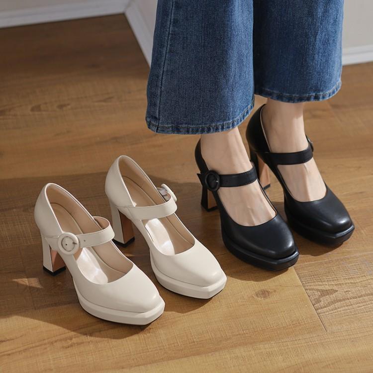 Dress Shoes 2021 Bridal Wedding French Thick Heels High Women's Leather Waterproof Platform One Line Buckle Mary Jane, Black
Dress Shoes 2021 Bridal Wedding French Thick Heels High Women's Leather Waterproof Platform One Line Buckle Mary Jane, Black