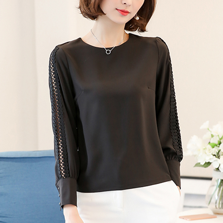 Long Sleeve blusas mujer de moda Ladies Office Shirts Korean Lace Hollow Out Women Top White Chiffon Blouses 821F 210420