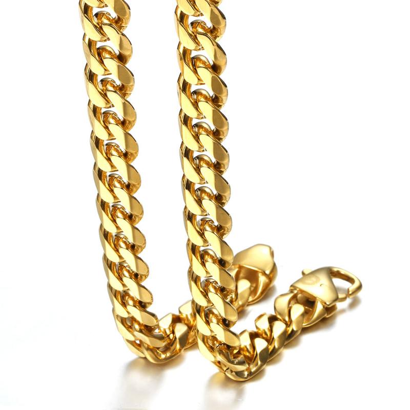 Chains 11mm Cuban Curb Link Chain 316L Stainless Steel Necklace For Men Boys Gold Silver Color 2430 Inch Jewlery Gifts LHN119