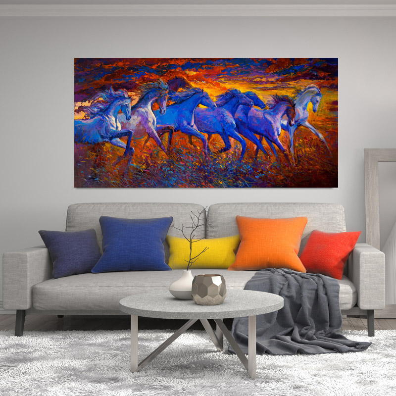 Vintage Large Size Running Horse Poster Wall Art Canvas Painting Modern Animal Picture HD Printing For Living Room Home Decor