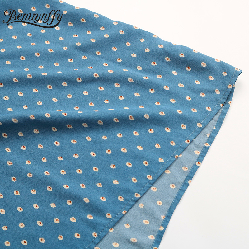 O-Neck Frill Trim Elegant Button Women Dresses Summer High Waist Short Sleeve Printing Long Dress with Belt 210510