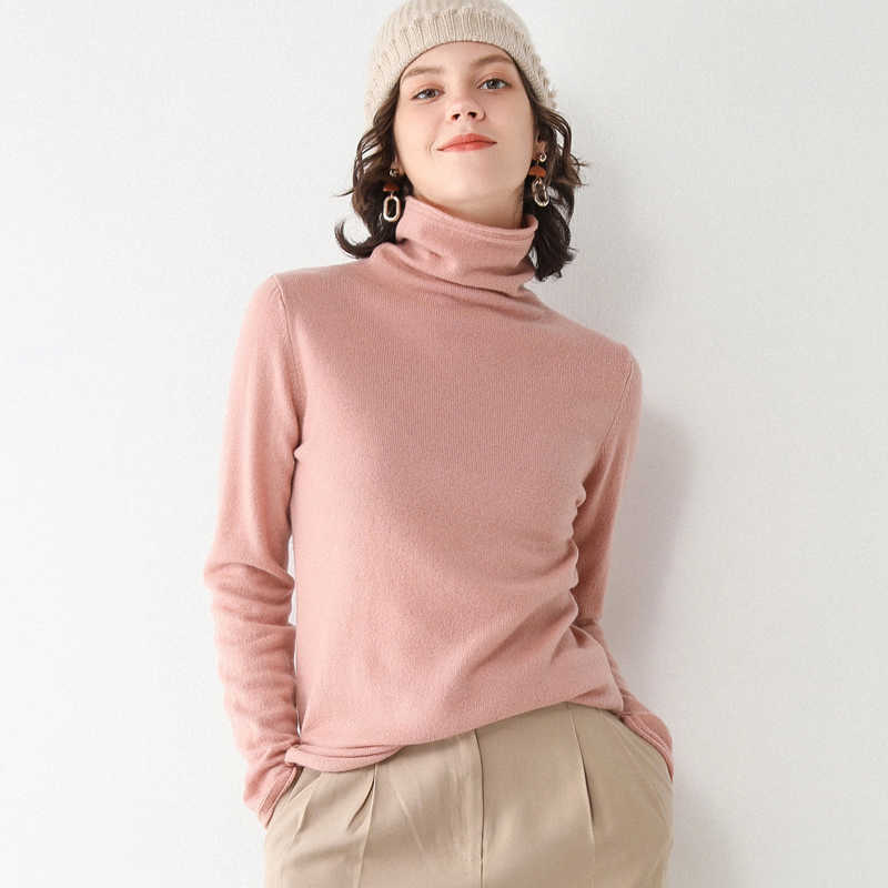 SuyaDream Woman Solid Wool Sweaters 100%Wool Turtleneck Plain Pullovers Fall Winter Bottoming Shirts Knitwear 210918