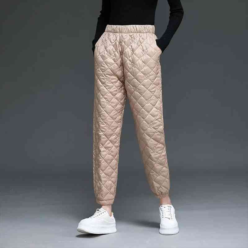 windproof warm winter cotton women capri down trousers high waist elastic harem solid colors quilted sweatpants, Black;white
windproof warm winter cotton women capri down trousers high waist elastic harem solid colors quilted sweatpants, Black;white