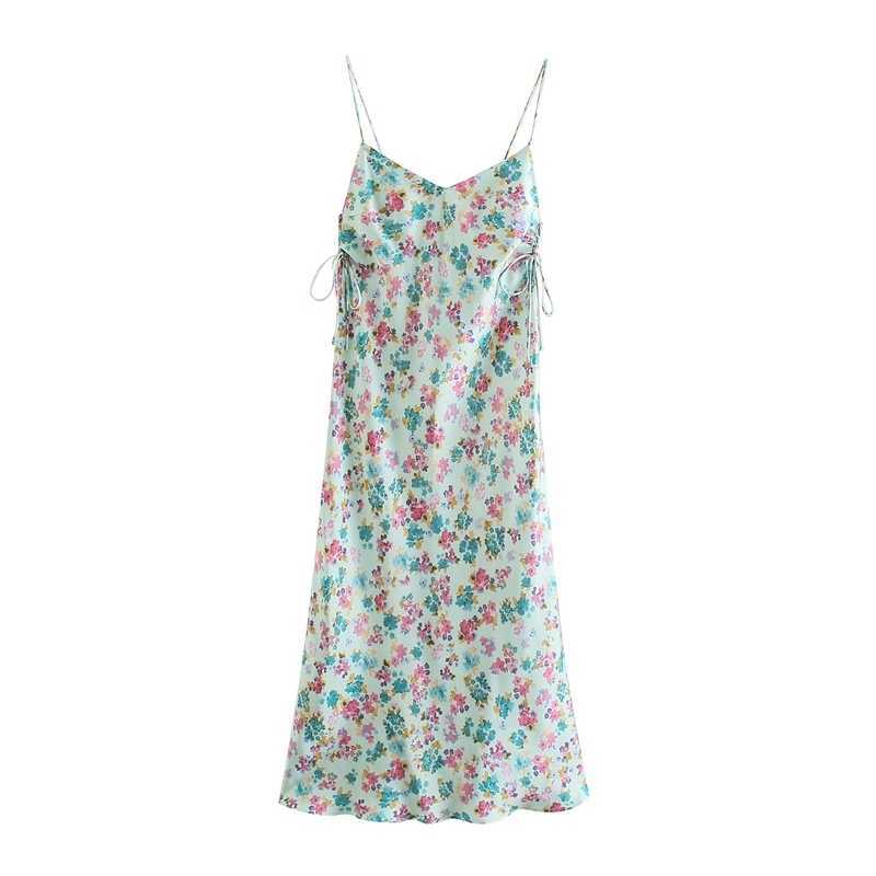 Summer Sweet Floral Cami Dresses For Women Lace Up Slim Mid Vacation Dress Beach V neck Backless Lady 210603, Green
Summer Sweet Floral Cami Dresses For Women Lace Up Slim Mid Vacation Dress Beach V neck Backless Lady 210603, Green