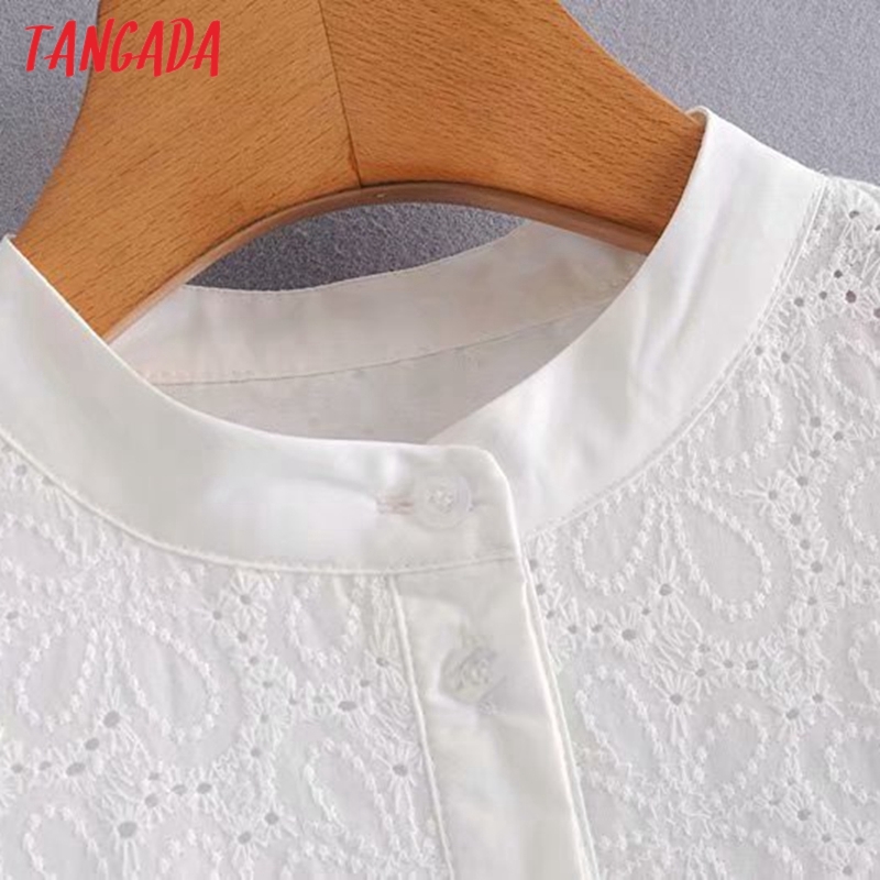 Summer Women French Style White Lace Puff Sleeve Ladies Cotton Short Dress Vestidos 2G15 210416
