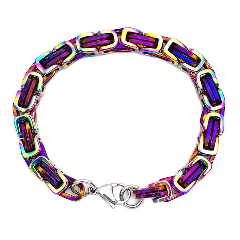 Byzantine Bracelet Stainless Steel Jewelry for Men Women 5mm 6mm 7mm Handmade Colorful Bangles Gifts