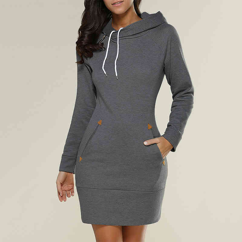 Spring And Autumn Ladies Knee-length Dress Hooded Warm Sweatshirt Long Sleeve Camp Collar Pocket Simple Casual Sports, Black;gray
Spring And Autumn Ladies Knee-length Dress Hooded Warm Sweatshirt Long Sleeve Camp Collar Pocket Simple Casual Sports, Black;gray
