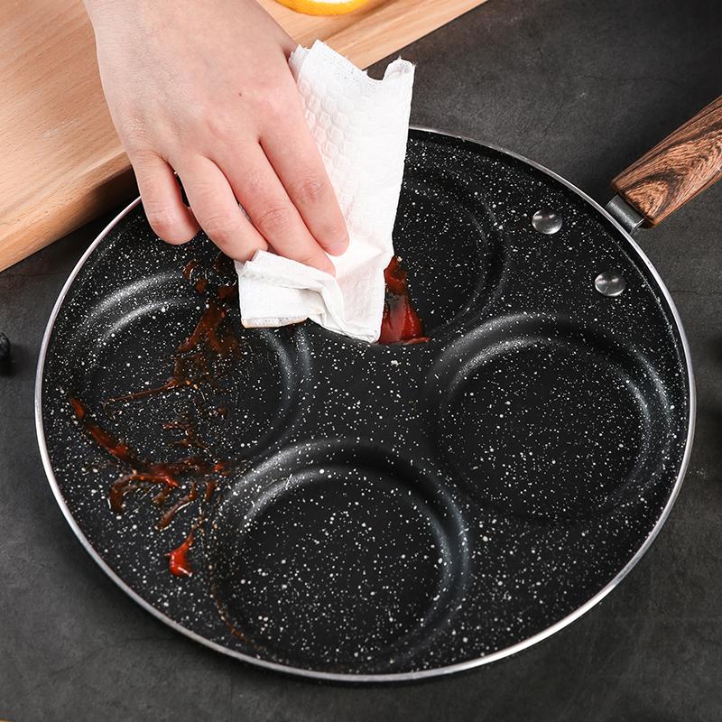 Holes Egg Frying Pan Hamburger Nonstick Pot Aluminum Alloy Cooking Saucepan Heart Shaped Omelet Cookware With Wooden Handle Pans