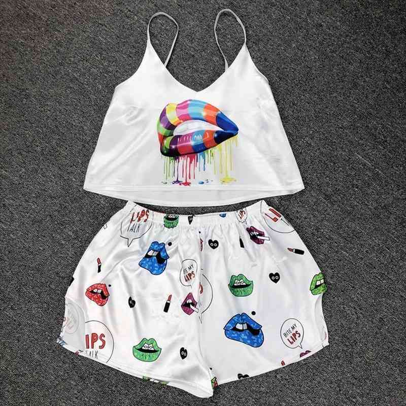 Sexy Sleepwear Lingerie Pajamas For Girls Home Clothes Nightie Satin Cute Cartoons Print Nightwear Summer Sets For Women, Black;red
Sexy Sleepwear Lingerie Pajamas For Girls Home Clothes Nightie Satin Cute Cartoons Print Nightwear Summer Sets For Women, Black;red