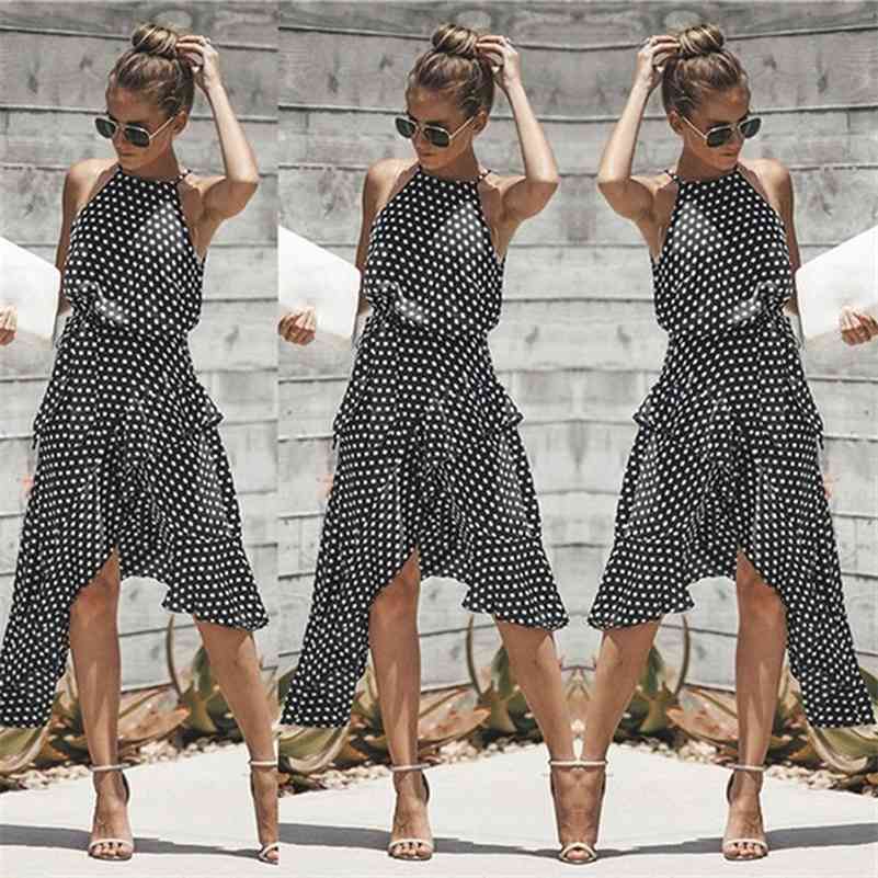 Vintage Women Polka Dot Dresses Summer Ruffles Halter Irregular Lace Up Dress Sleeveless Dresses For Female Vestidos 210630, Black white
Vintage Women Polka Dot Dresses Summer Ruffles Halter Irregular Lace Up Dress Sleeveless Dresses For Female Vestidos 210630, Black white