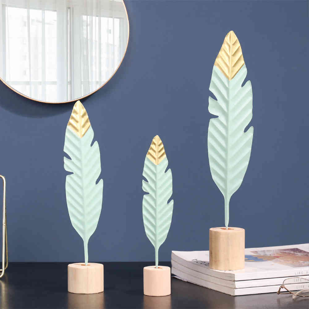 INS Creative Iron Feather Figure Ornaments Figurines Home Decoration Accessories for Living Room Ornaments for Home Decor