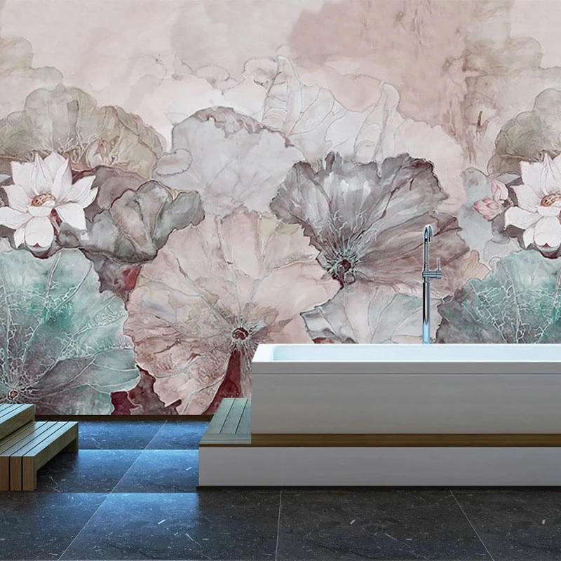 Custom 3D Wall Murals Wallpaper Chinese Style Hand Painted Lotus Decoration Living Room Dining Room Bedroom Flower