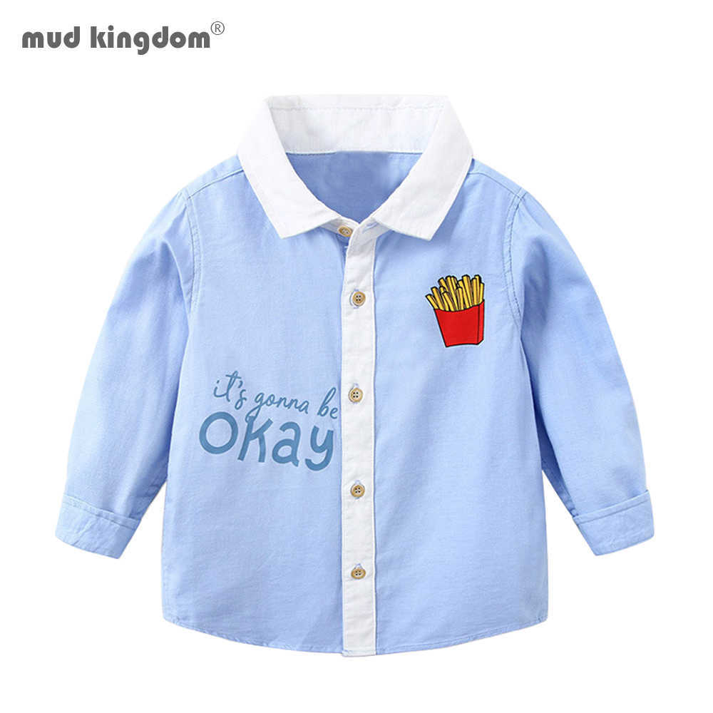 

Mudkingdom Toddler Boys Shirts Long Sleeve Letter Cartoon Print Tops for 210615, Blue