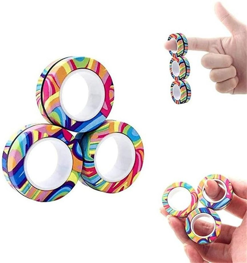24 Hours DHL! Finger Ring Fidget Magnet Toys Fingers Stacking Toy Set Magnetic Bracelet Magic for Stress Relief Anti-Anxiety gift Tiktok HY02
