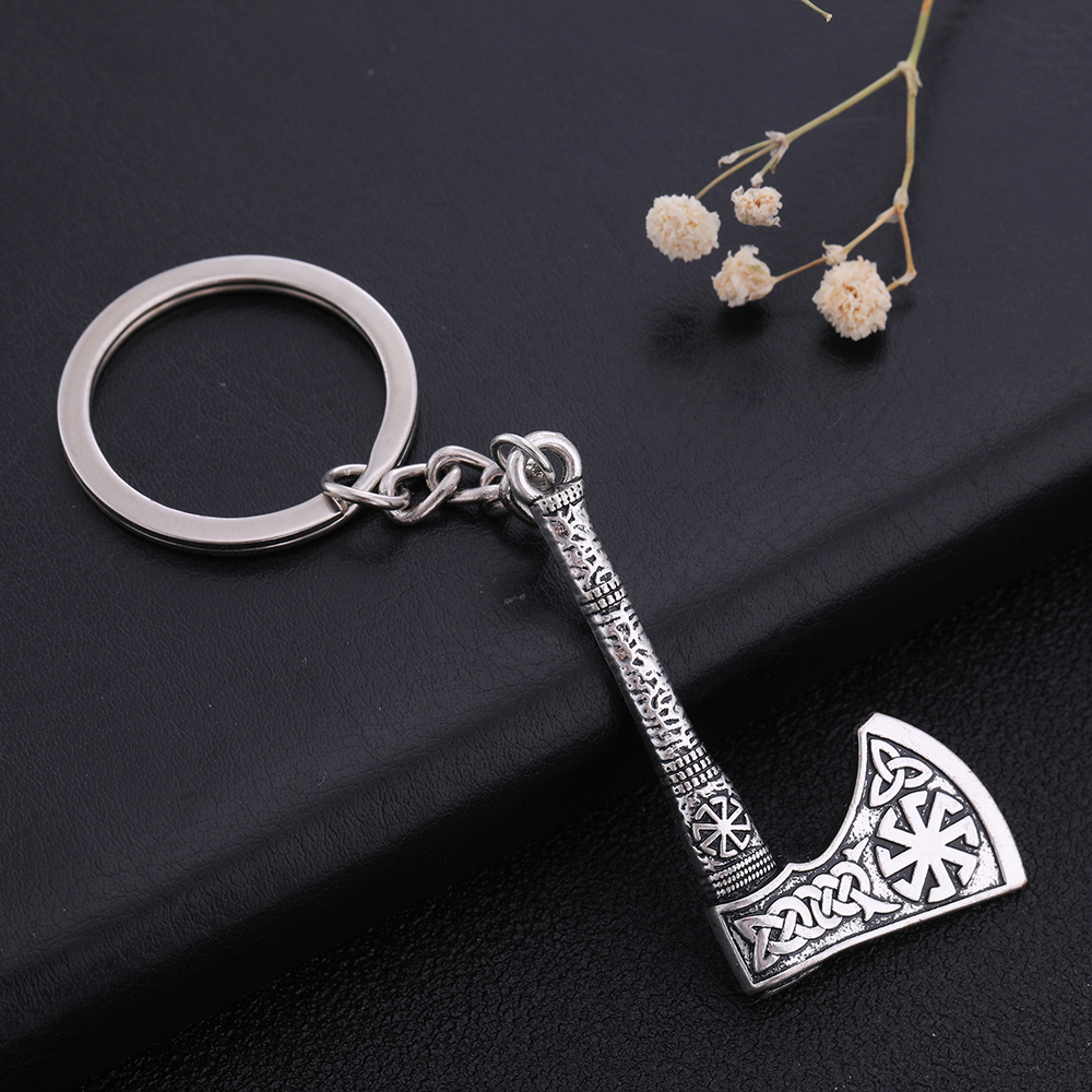 Fishhook Viking Keychain Punk Gothic Axe Vicca Talisman Slavic Irish Knot Pagan Amulet Pendant Key Chain For Man Gift jewelry Keyfob