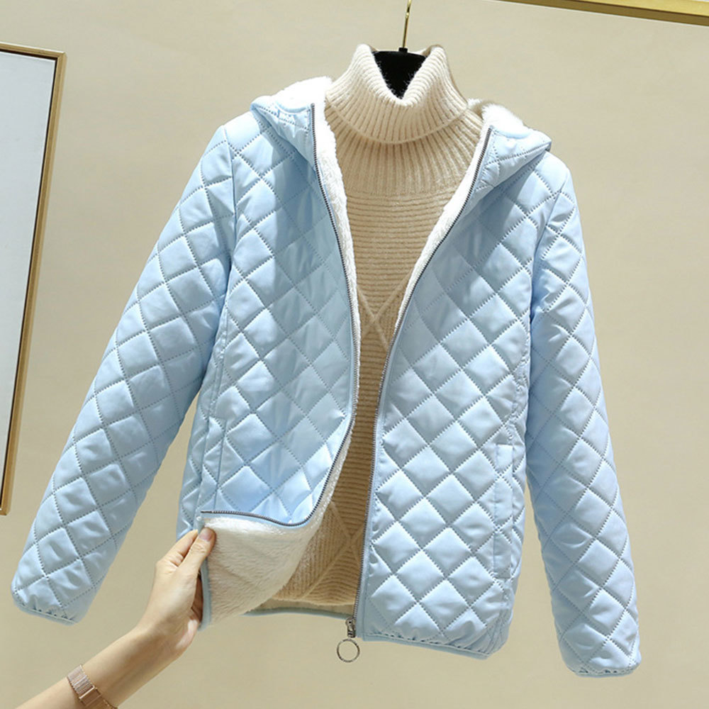 Women Winter Vintage Harajuku Hooded Jackets Korean Fleece Coat Elegant Slim Parka Plus Size Casual Plush Outwear 210428