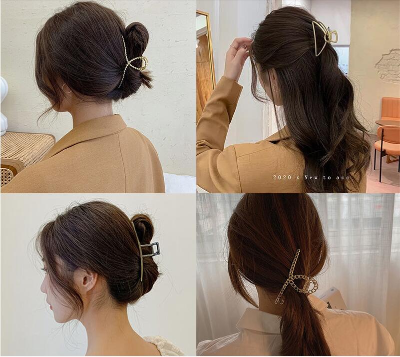 2021 Fashion Women Girls Big Hair Claw Hairpin Simple Geometric Metal Crab Clamp Hairgrip Clip Headwear Jewelry 5PCS