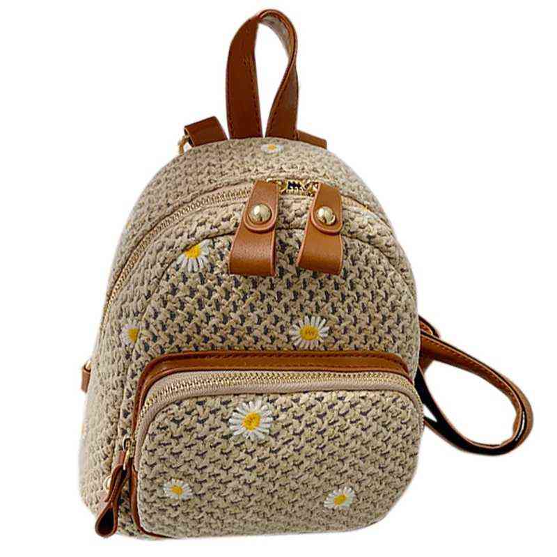 Fashion Straw Women's Backpack Bohemian Weave Printed Travel Bag College Student School Bag Y1105