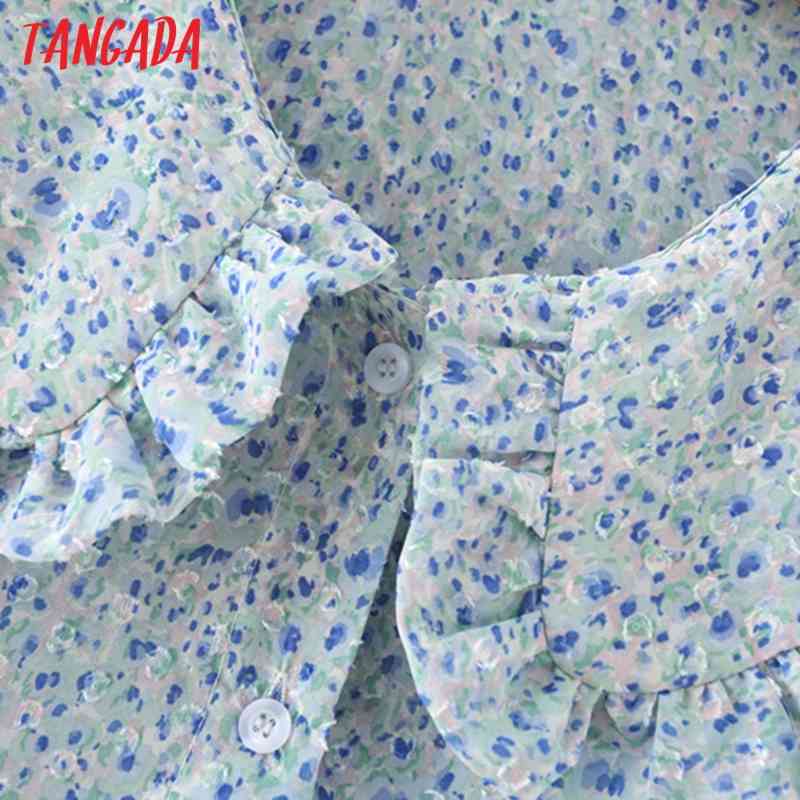 Women Retro Flowers Print Oversize Collar Long Sleeve Chic Female Blouse Shirt Tops 2M12 210416