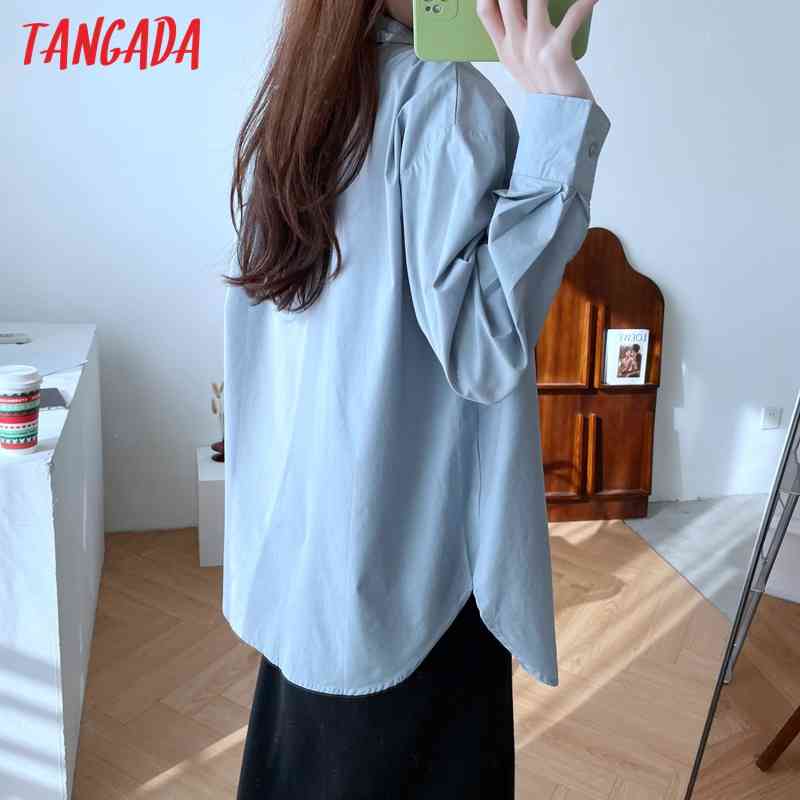 Women Solid Oversized Long Sleeve Chic Female Casual Loose Shirt Tops BA4 210416