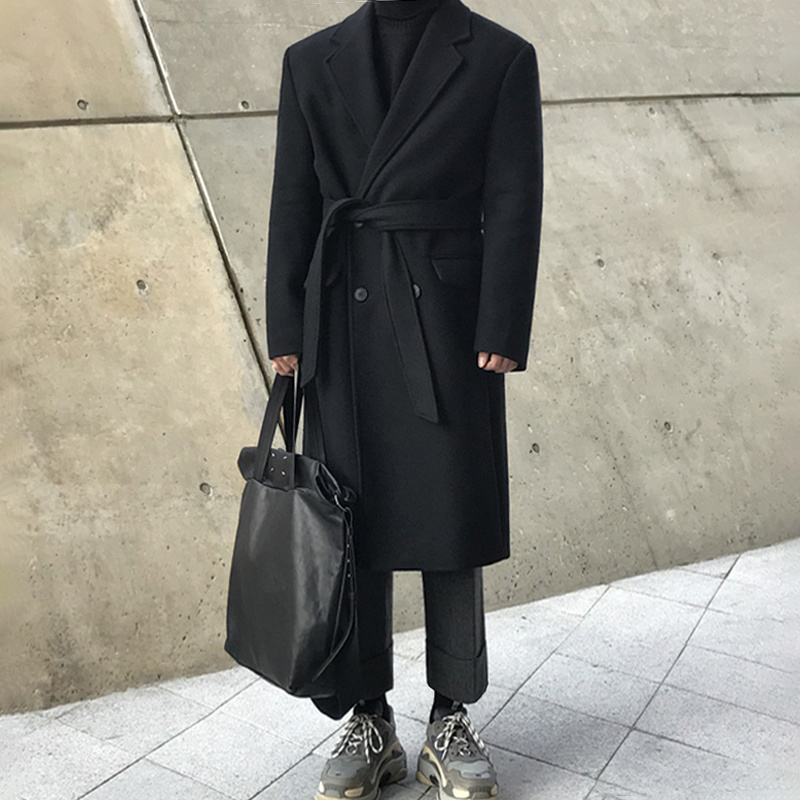 Men's Winter Middle Long Korean Trend Thickened Woolen Coat Double Breasted Loose Business Style Fashion Windbreaker, Black
Men's Winter Middle Long Korean Trend Thickened Woolen Coat Double Breasted Loose Business Style Fashion Windbreaker, Black