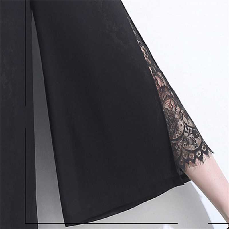 Women's Pants & Capris HI-FASHION Women Korean Fashion Chiffon Wide Leg Summer High Waist Lace Baggy Trousers Casual Woman