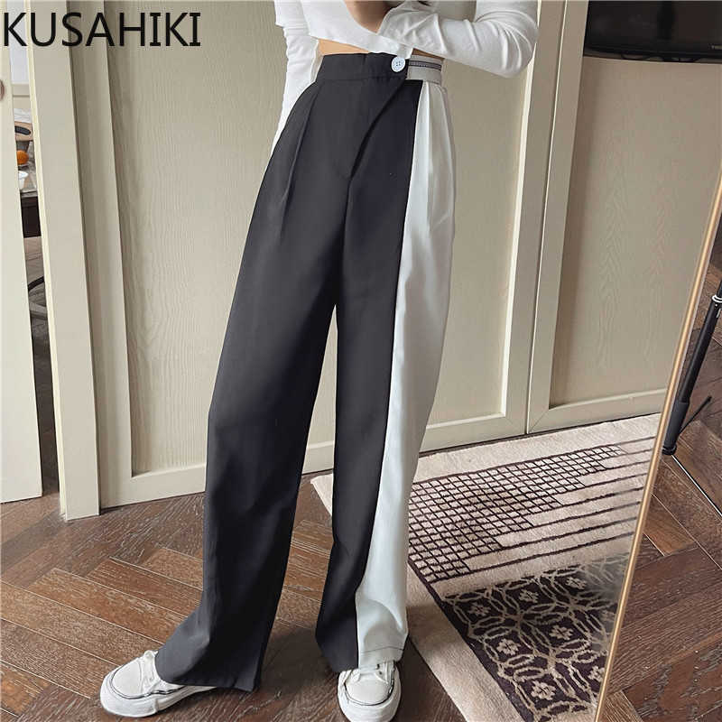 Contrast Color High Waisted Elegant Suit Pants Casual Korean Women Long Trousers Wide Leg Mujer 6H175 210603, Black
Contrast Color High Waisted Elegant Suit Pants Casual Korean Women Long Trousers Wide Leg Mujer 6H175 210603, Black