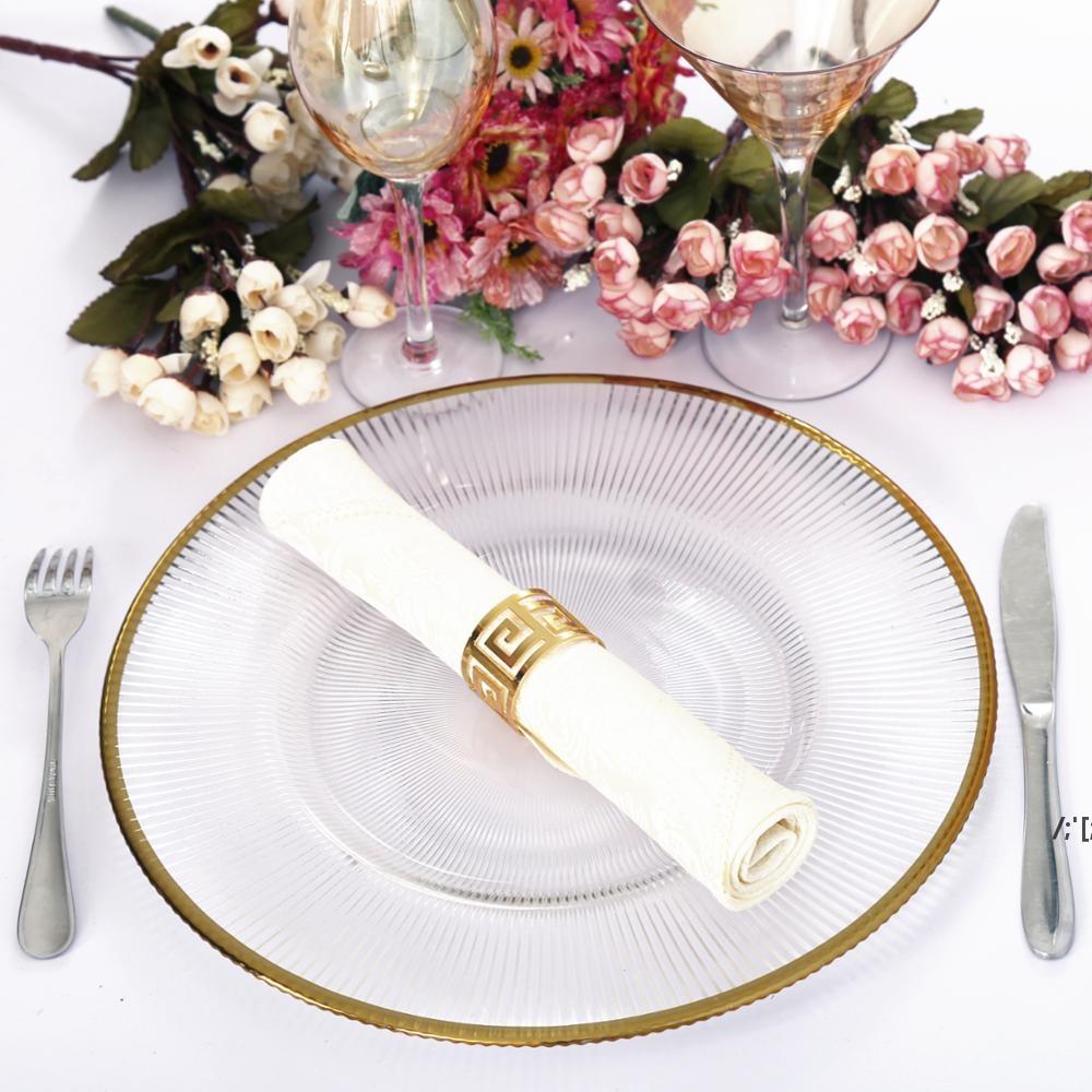 Chinese supplier Wedding Decoration Clear gold rim glass charger plate by sea RRE13201, White
Chinese supplier Wedding Decoration Clear gold rim glass charger plate by sea RRE13201, White