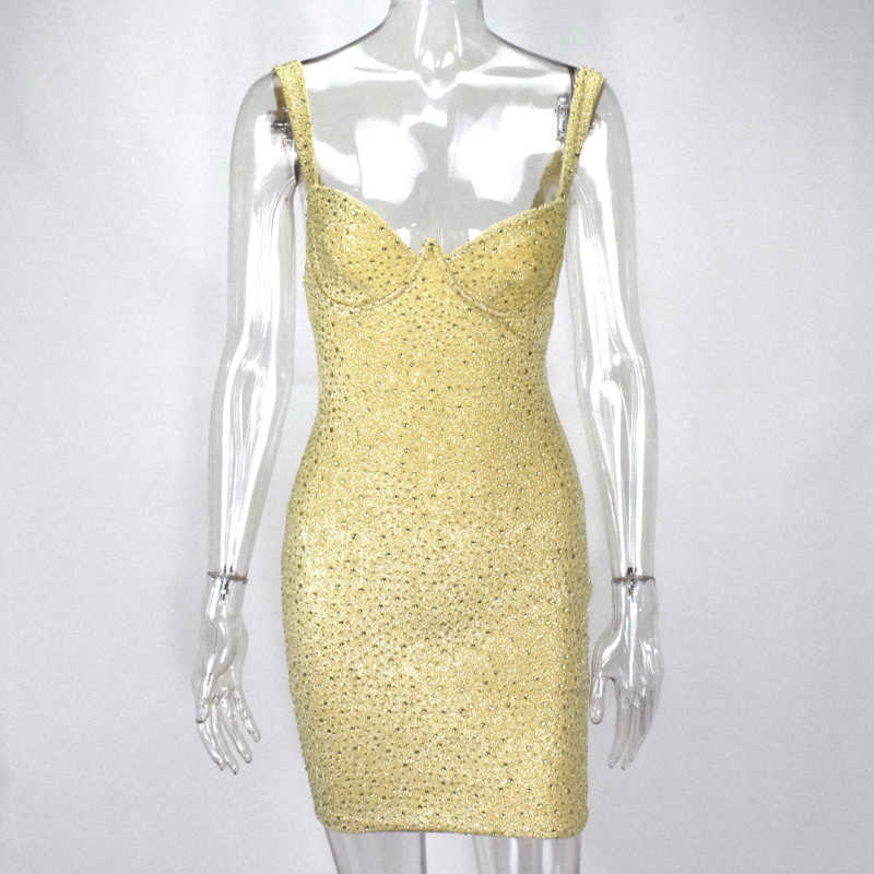 Colysmo Gold Sequin Dress Women Summer Underwired Corset-style Bodycon Woman Party Night Diamond Glitter Club 210527