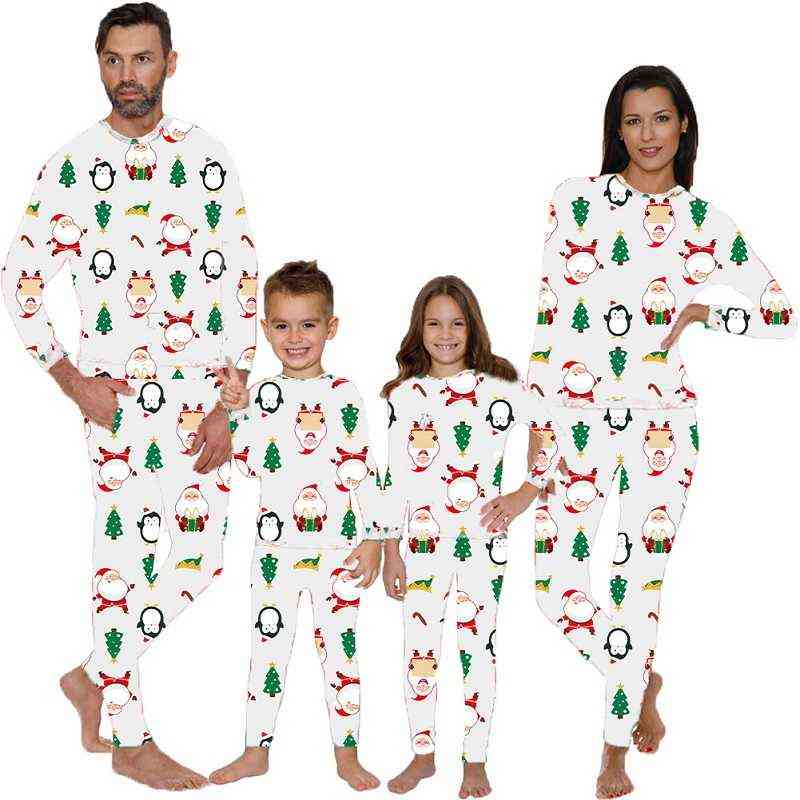 Christmas Family Matching Pajamas Set Xmas Santa Stitching Adult Kid Pyjamas Clothing Baby Jumpsuit Clothes 211102