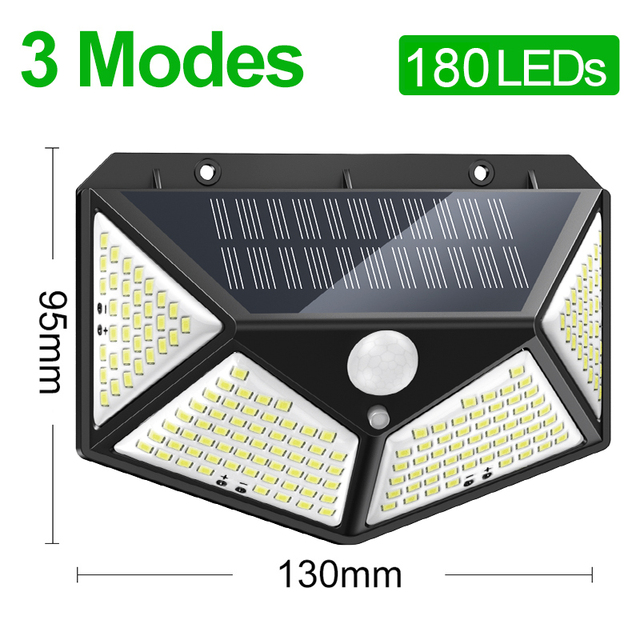 180 100 LED Solar Light Outdoor Solar Lamp with Motion Sensor Solar LED Light Waterproof Sunlight Powered for Garden Decoration