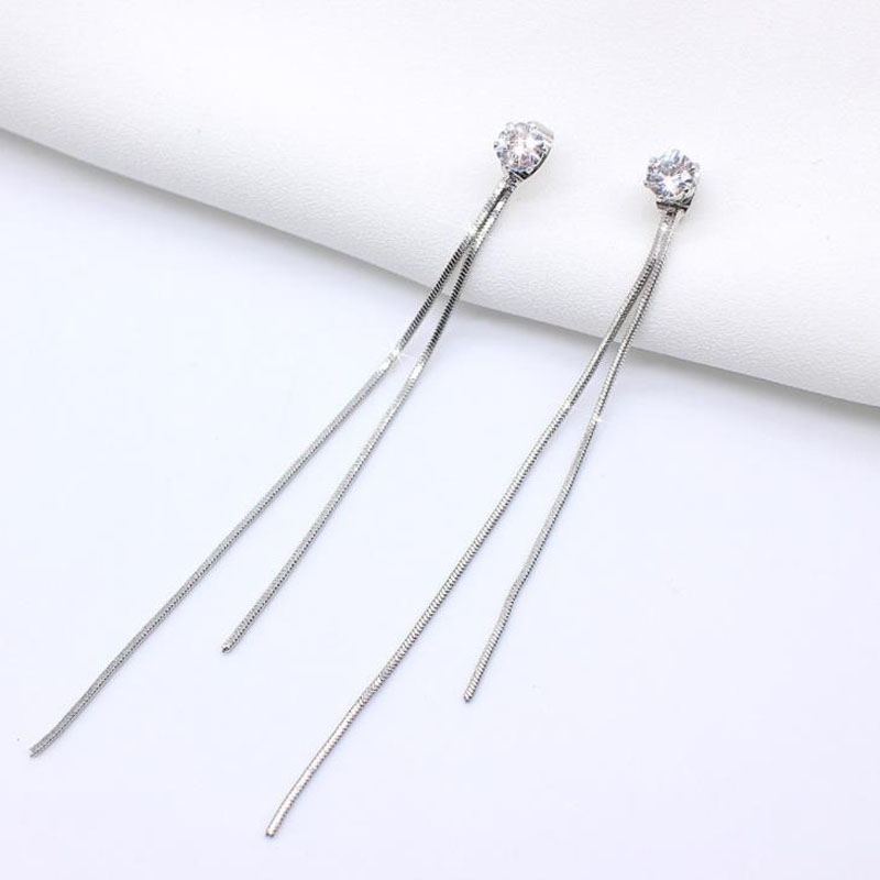 Long Crystal Tassel Gold Color Dangle Earrings for Women Wedding Drop Earing Fashion Jewelry Party Gifts