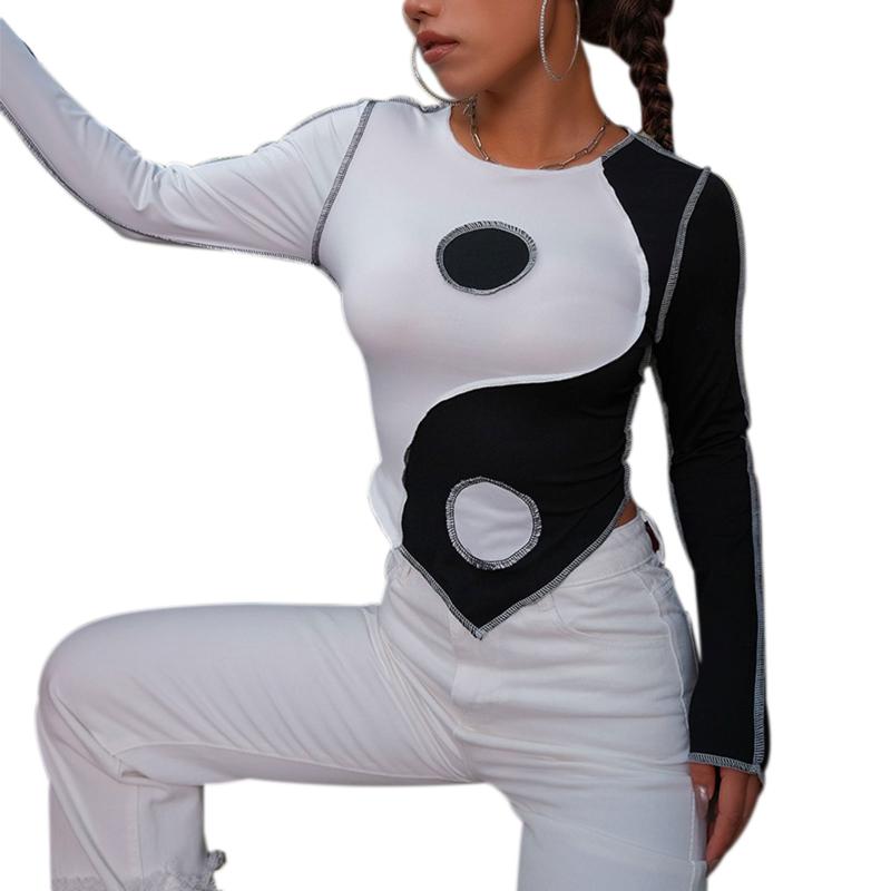 Women's T-Shirt Sexy Womens Casual Long Sleeve Polyester Fashion Stitching Tai Chi Exposed Navel Irregular Tops, White
Women's T-Shirt Sexy Womens Casual Long Sleeve Polyester Fashion Stitching Tai Chi Exposed Navel Irregular Tops, White