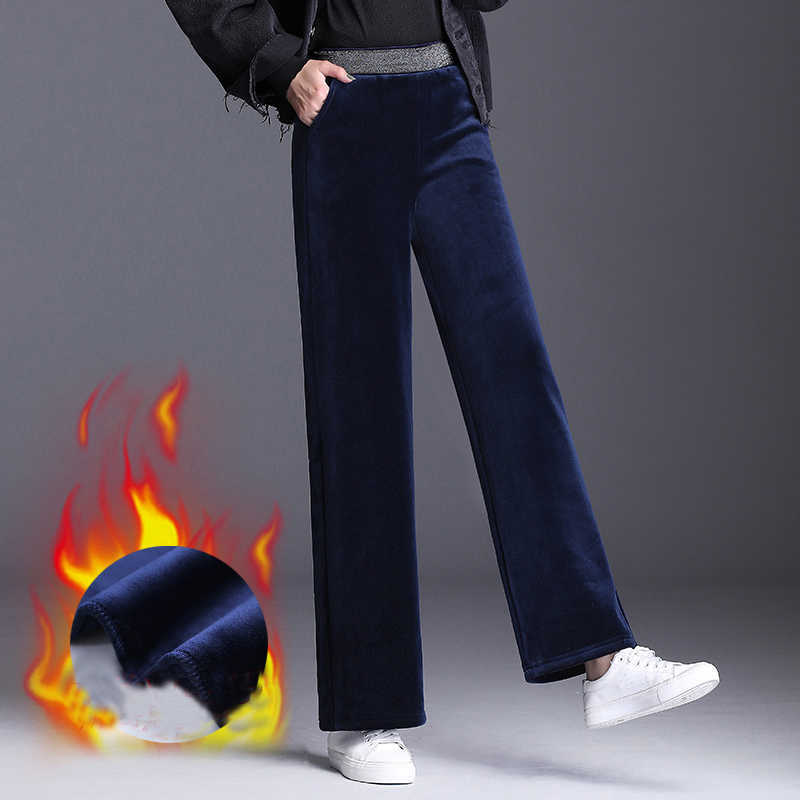 gold velvet Women Pants Stretch High Waist elastic Long Trousers Autumn Winter thick warm Causal Solid Wide Leg Femme 210608, Black
gold velvet Women Pants Stretch High Waist elastic Long Trousers Autumn Winter thick warm Causal Solid Wide Leg Femme 210608, Black