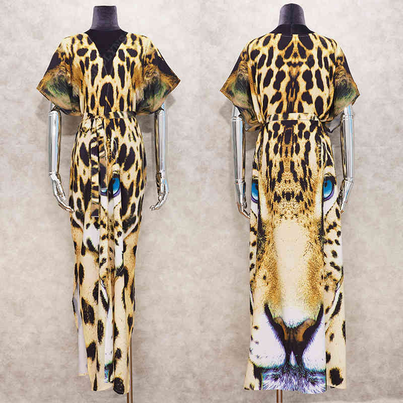 Beach Cover up Tunics for Print Chiffon Long Kaftan Bikini Robe de Plage Sarong Wrap Swimsuit cover Q1126 210420