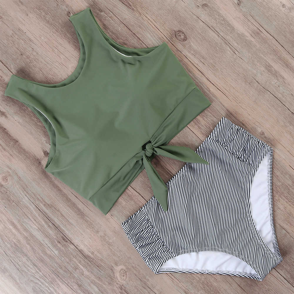 RUUHEE Swimsuit Women Bikini mujer Swimwear High Waist Set Sport Tops Bathing Suit Padded Beach Wear Biquinis 210611